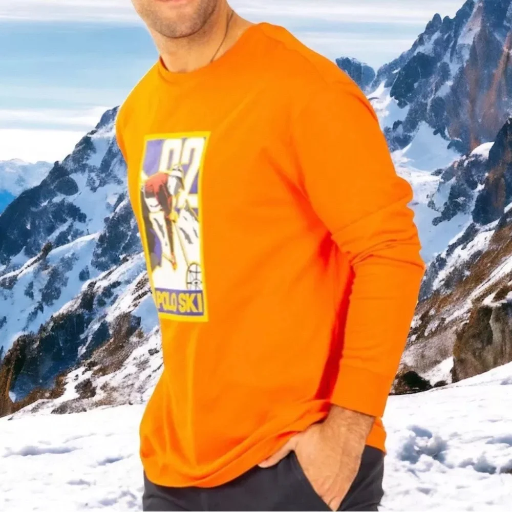 NWT Polo Ralph Lauren Sun Valley Ski Logo‎ Rare Long Sleeve Shirt Mens Medium